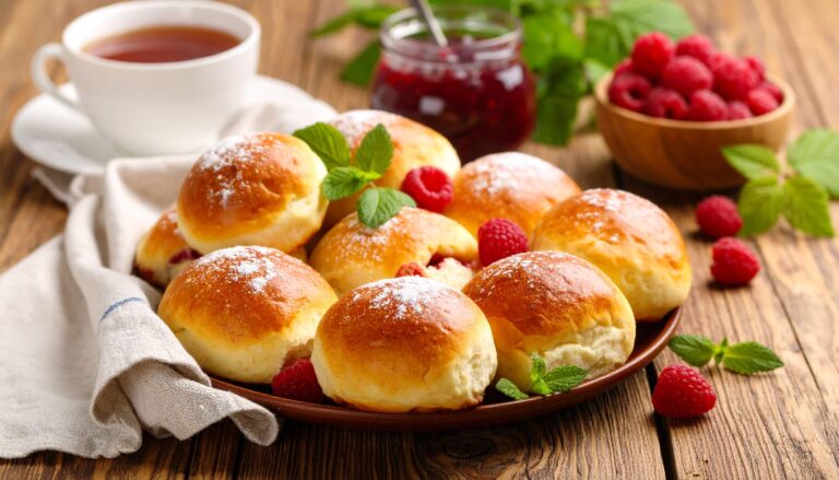 Hefebrötchen mit Himbeermarmelade aus der AirFryer