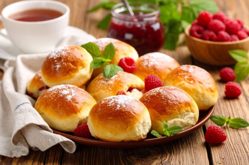 Hefebrötchen mit Himbeermarmelade aus der AirFryer