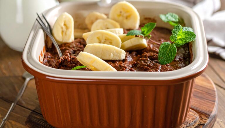 Gebackenes Schoko-Porridge mit Banane aus der AirFryer